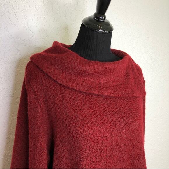 Soft Surroundings deep red slit collar tunic sweater size 1X - Picture 3 of 14